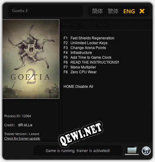 Goetia 2: Трейнер +8 [v1.9]