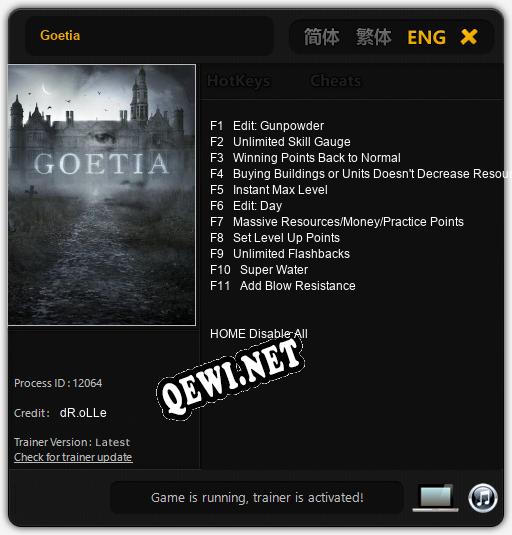 Goetia: Читы, Трейнер +11 [dR.oLLe]