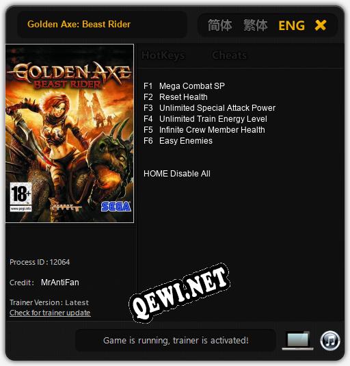 Golden Axe: Beast Rider: Читы, Трейнер +6 [MrAntiFan]