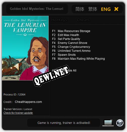 Golden Idol Mysteries: The Lemurian Vampire: Читы, Трейнер +8 [CheatHappens.com]