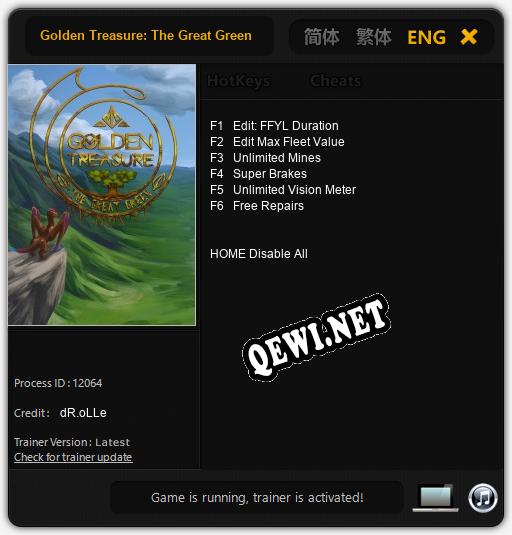 Трейнер для Golden Treasure: The Great Green [v1.0.6]