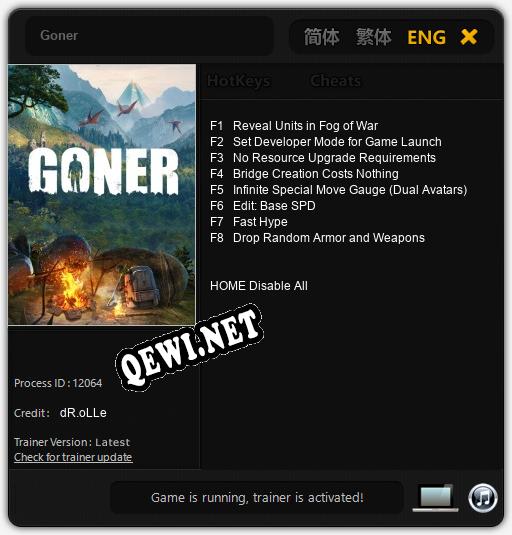 Трейнер для Goner [v1.0.1]