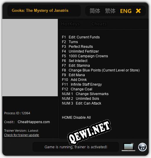 Трейнер для Gooka: The Mystery of Janatris [v1.0.6]