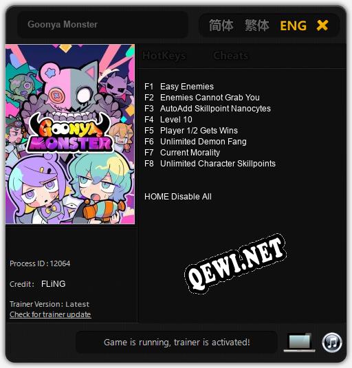 Трейнер для Goonya Monster [v1.0.6]