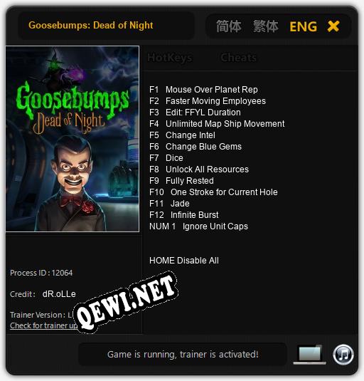 Трейнер для Goosebumps: Dead of Night [v1.0.9]