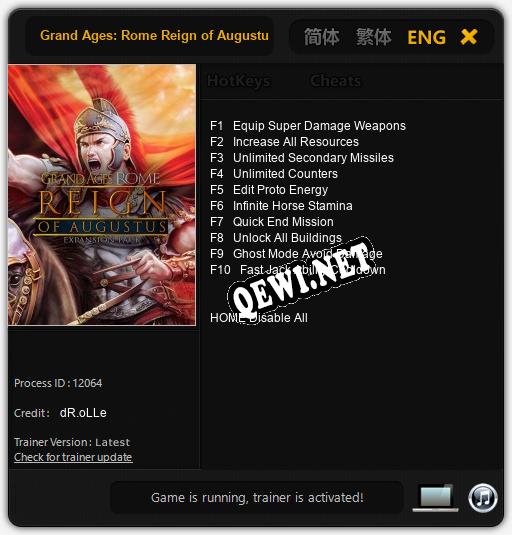 Grand Ages: Rome Reign of Augustus: ТРЕЙНЕР И ЧИТЫ (V1.0.42)