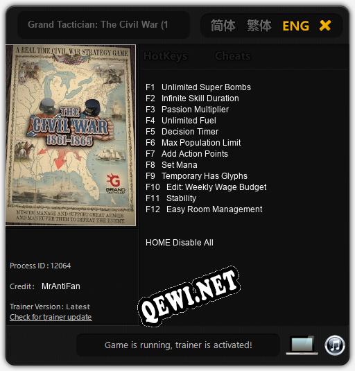 Трейнер для Grand Tactician: The Civil War (1861-1865) [v1.0.6]