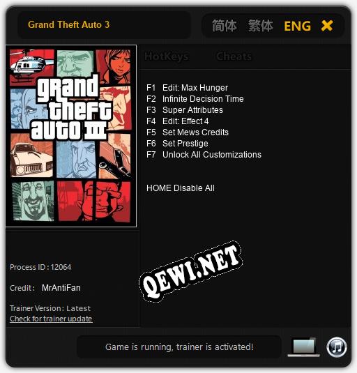Grand Theft Auto 3: Читы, Трейнер +7 [MrAntiFan]
