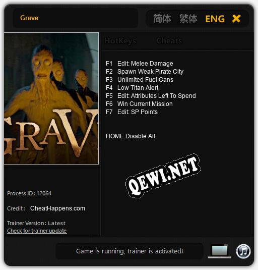 Трейнер для Grave [v1.0.8]