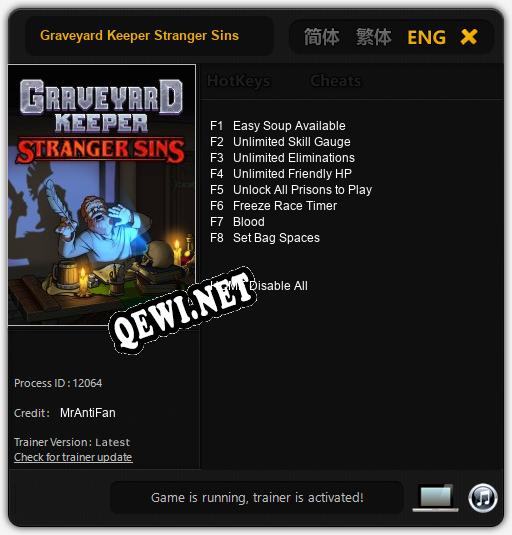 Graveyard Keeper Stranger Sins: Трейнер +8 [v1.3]