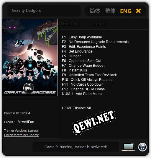 Gravity Badgers: Читы, Трейнер +13 [MrAntiFan]