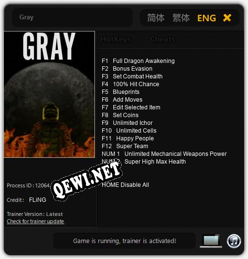 Gray: Читы, Трейнер +14 [FLiNG]