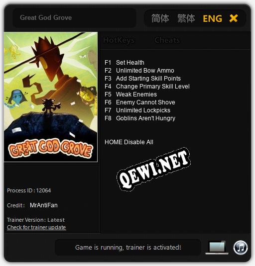 Трейнер для Great God Grove [v1.0.9]