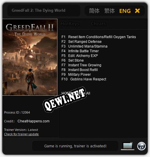 GreedFall 2: The Dying World: Трейнер +10 [v1.7]