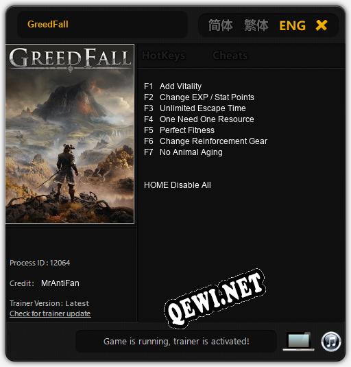 Трейнер для GreedFall [v1.0.2]