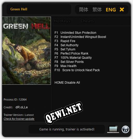 Трейнер для Green Hell [v1.0.2]