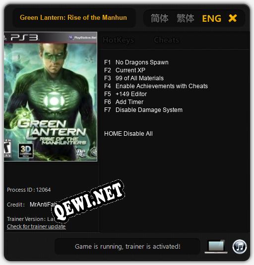 Green Lantern: Rise of the Manhunters: ТРЕЙНЕР И ЧИТЫ (V1.0.75)