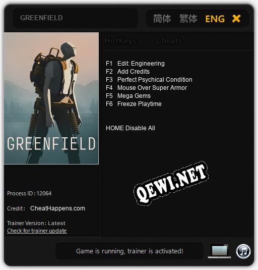 Трейнер для GREENFIELD [v1.0.8]