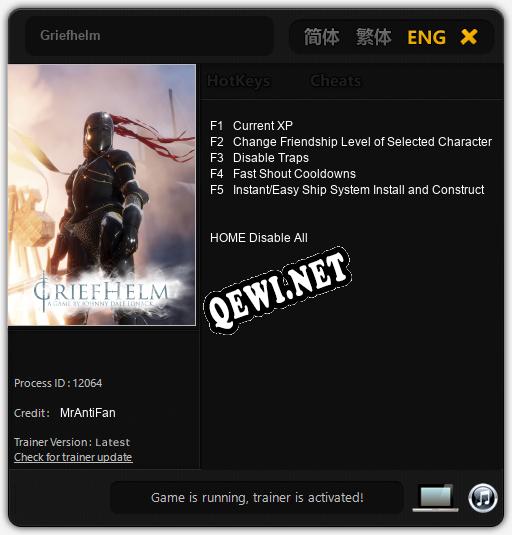 Трейнер для Griefhelm [v1.0.8]
