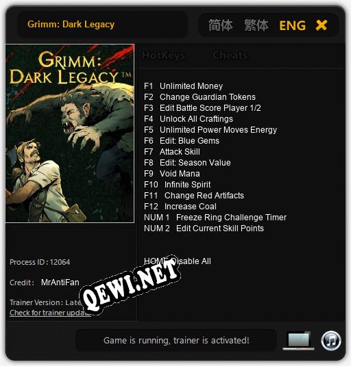 Grimm: Dark Legacy: ТРЕЙНЕР И ЧИТЫ (V1.0.16)