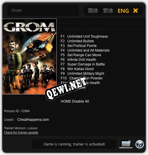 Grom: Читы, Трейнер +12 [CheatHappens.com]