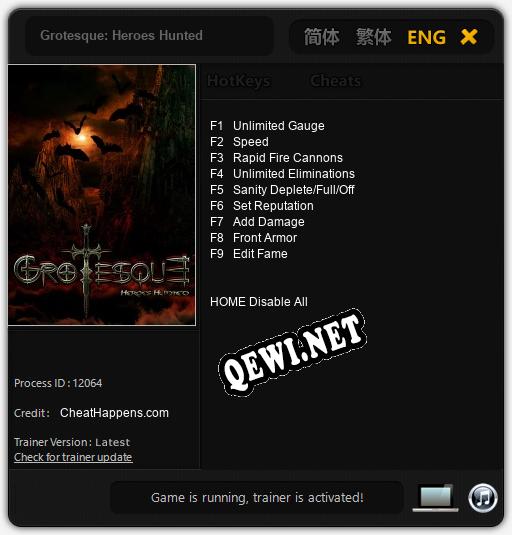 Трейнер для Grotesque: Heroes Hunted [v1.0.5]