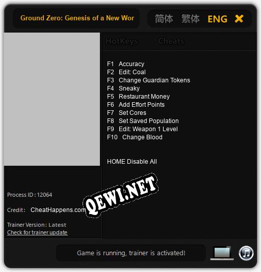 Трейнер для Ground Zero: Genesis of a New World [v1.0.4]