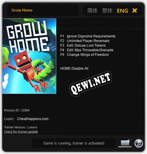 Grow Home: ТРЕЙНЕР И ЧИТЫ (V1.0.9)