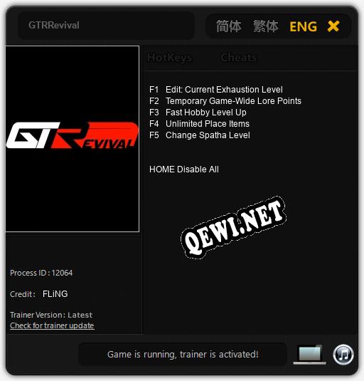 Трейнер для GTRRevival [v1.0.2]