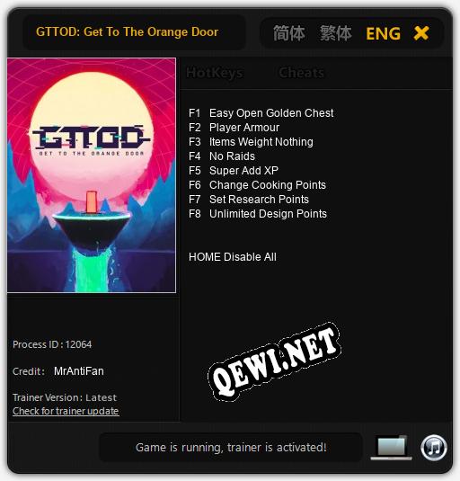 Трейнер для GTTOD: Get To The Orange Door [v1.0.1]