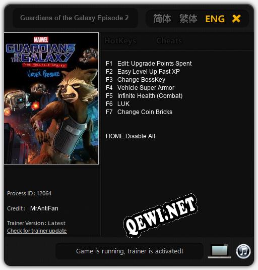 Guardians of the Galaxy Episode 2: Under Pressure: ТРЕЙНЕР И ЧИТЫ (V1.0.37)