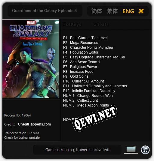 Guardians of the Galaxy Episode 3: More than a Feeling: ТРЕЙНЕР И ЧИТЫ (V1.0.42)