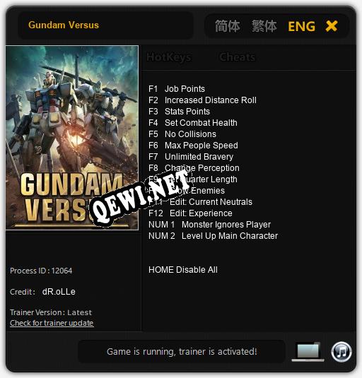 Трейнер для Gundam Versus [v1.0.5]