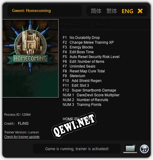 Gwent: Homecoming: ТРЕЙНЕР И ЧИТЫ (V1.0.81)