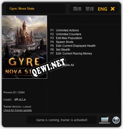 Трейнер для Gyre: Nova State [v1.0.4]