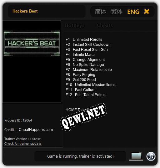 Трейнер для Hackers Beat [v1.0.3]