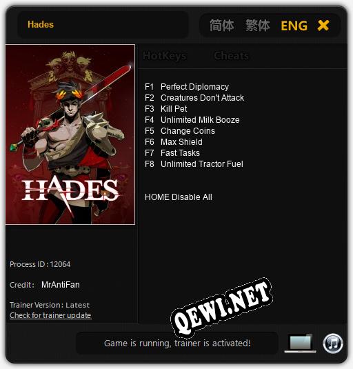 Hades: Читы, Трейнер +8 [MrAntiFan]