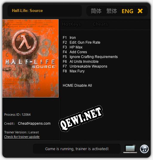 Half-Life: Source: Трейнер +8 [v1.6]