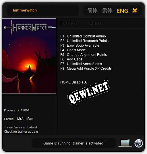 Hammerwatch: Трейнер +8 [v1.2]