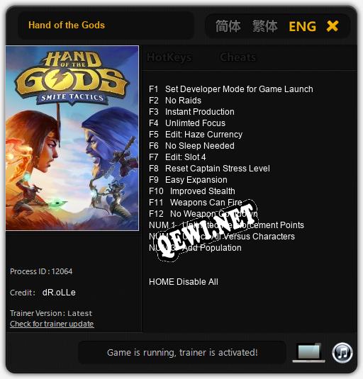 Hand of the Gods: ТРЕЙНЕР И ЧИТЫ (V1.0.32)
