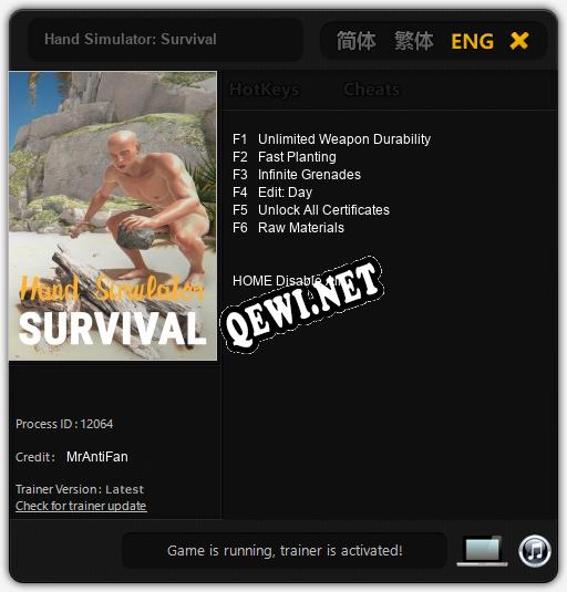 Hand Simulator: Survival: Трейнер +6 [v1.8]