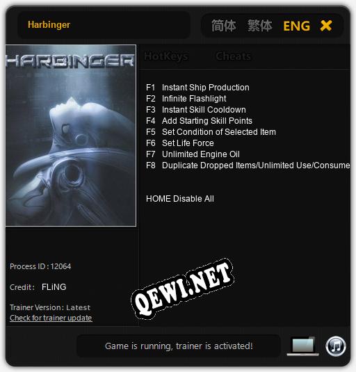 Harbinger: ТРЕЙНЕР И ЧИТЫ (V1.0.20)