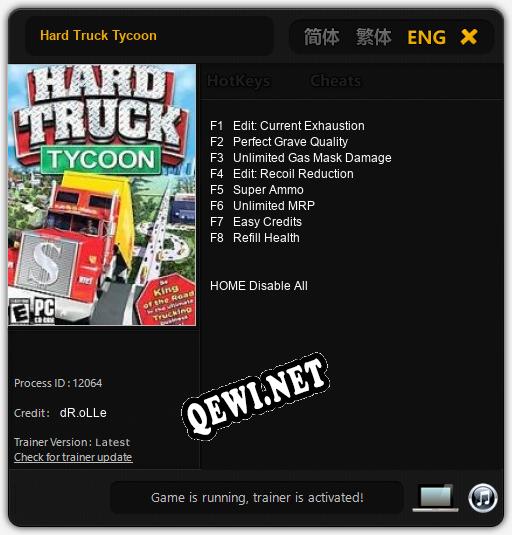 Hard Truck Tycoon: Трейнер +8 [v1.4]