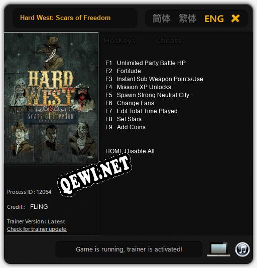 Hard West: Scars of Freedom: Трейнер +9 [v1.6]