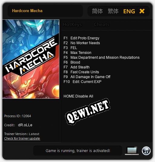 Hardcore Mecha: ТРЕЙНЕР И ЧИТЫ (V1.0.27)