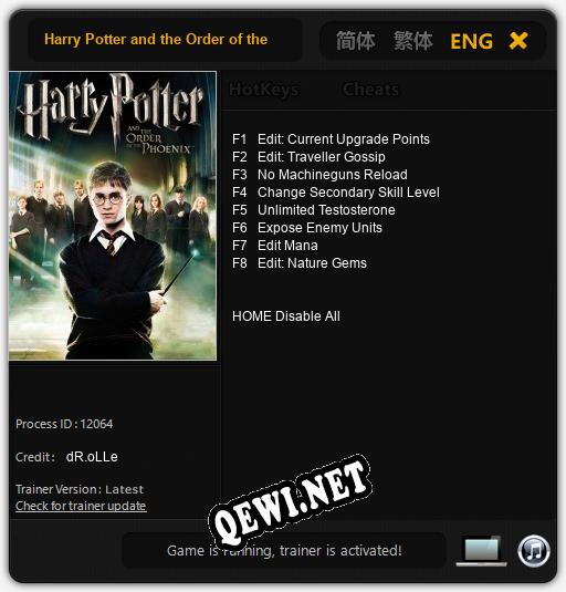 Трейнер для Harry Potter and the Order of the Phoenix [v1.0.9]