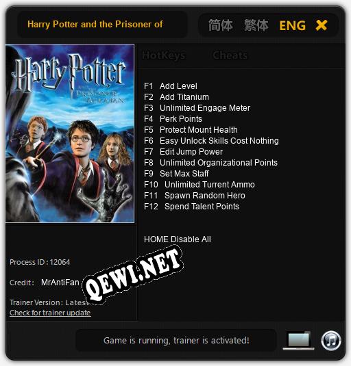Harry Potter and the Prisoner of Azkaban: Читы, Трейнер +12 [MrAntiFan]