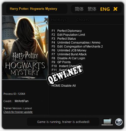 Трейнер для Harry Potter: Hogwarts Mystery [v1.0.7]