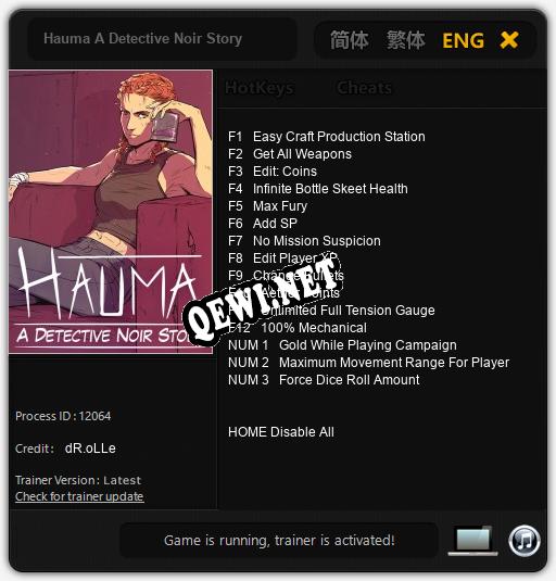 Hauma A Detective Noir Story: Читы, Трейнер +15 [dR.oLLe]