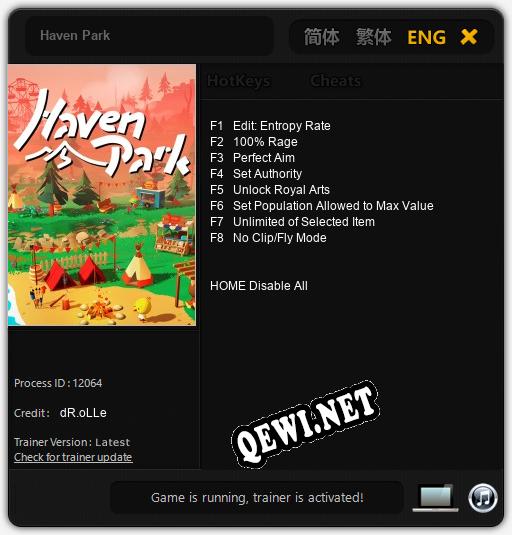 Haven Park: Трейнер +8 [v1.8]